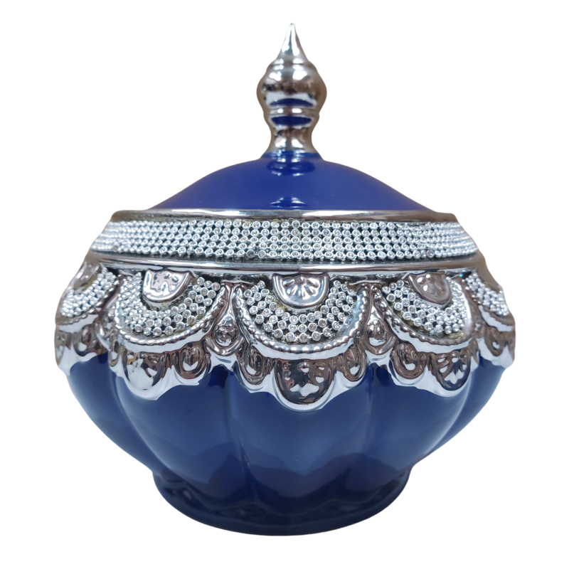 Sopera Porcelana Yemanja 21 x 23 cm Diamantes (Azul con plateado)